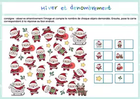 Aperçu - Feuilles d'exercices - DÉNOMBREMENT - Hiver / Noël - version complète - Page 2