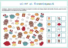 Aperçu - Feuilles d'exercices - DÉNOMBREMENT - Hiver / Noël - version complète - Page 3