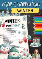Vorschau - Mal- und Bastelvorlagen - Mal Challenge Winter mit 20 Ideen Bucketlist - Deckblatt