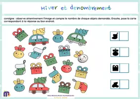 Aperçu - Feuilles d'exercices - DÉNOMBREMENT – Hiver / Noël – OFFERT AVEC LOGO - Page 1