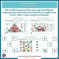 Aperçu - Feuilles d'exercices - DÉNOMBREMENT – Hiver / Noël – OFFERT AVEC LOGO - Page de couverture