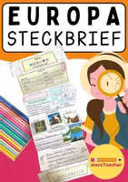 Vorschau - Arbeitsblätter - Europa-Steckbrief für den Geografie- und Erdkundeunterricht – Ideal zur Recherche und Gestaltung europäischer Länder - Deckblatt
