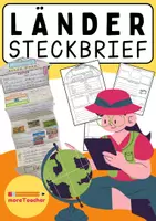 Vorschau - Arbeitsblätter - Ländersteckbrief zum Ausarbeiten internationaler Länder für den Geografie- bzw. Erdkundeunterricht - Deckblatt
