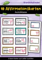Vorschau - Arbeitsblätter - 40 Axolotl Affirmationskarten für die Axolotlklasse - Deckblatt