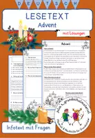 Vorschau - Arbeitsblätter - "Advent" - Lesetext mit Fragen und Lösungen - Deckblatt