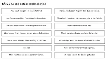 Vorschau - Mal- und Bastelvorlagen - Satzgliedmaschine - Satzglieder richtig zuordnen - Seite 2