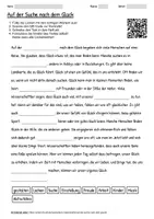 Vorschau - Arbeitsblätter - Lernposter + Arbeitsblatt "Auf der Suche nach dem Glück" + interaktive Lösung & MP3 + Mindmap + Infografik - Seite 1