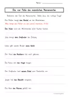 Vorschau - Arbeitsblätter - AB_Die vier Fälle des männlichen Namenwortes_Fragen formulieren - Seite 1