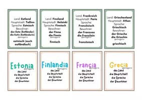 Vista previa - Tarjetas / Manipulativos - Europäische Länder. Países de Europa en alemán. - página 2