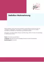 Vorschau - Arbeitsblätter - Defintion Wahrnehmung - Deckblatt