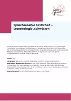 Vorschau - Arbeitsblätter - Sprachsensible Textarbeit Lesestrategie schwärzen - Deckblatt