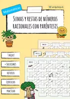 Vista previa - Hojas de trabajo - Sumas y restas de números negativos con paréntesis - Paquete - página 1