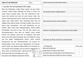 Vorschau - Arbeitsblätter - Leseverstehen | Winter | Textverständnis | Lesetraining | Lesen und verstehen - Seite 1