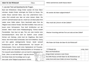 Vorschau - Arbeitsblätter - Leseverstehen | Winter | Textverständnis | Lesetraining | Lesen und verstehen - Seite 3