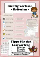 Vorschau - Präsentationen/Tafelbilder - Richtig Vorlesen Kriterien Lesevortrag lesen Klasse 1-4 - Deckblatt