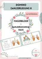 Vorschau - Spiele - Domino Fingerbilder - Zahlzerlegungshaus - Zahlzerlegung 8 - Matheförderung - Deckblatt