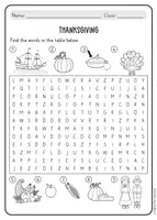 Vista previa - Juegos / Gamificación - Thanksgiving word search (inglés) - página 2