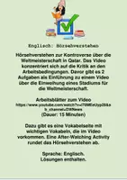 Vorschau - Arbeitsblätter - Hörsehverstehen - The Controversy about the World Cup in Qatar - Deckblatt