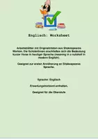 Vorschau - Arbeitsblätter - Arbeitsblätter - A first glimpse into Shakespeare's Language - Deckblatt