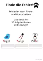 Vorschau - Arbeitsblätter - Finde die Fehler im Wort! Wörter auf der Lautebene korrigieren (30 Karten) - Seite 1
