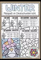 Vorschau - Arbeitsblätter - Winter Deutsch – Wortarten, Artikel, Singular und Plural üben | Grammatik-Malspaß - Deckblatt
