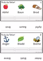 Vorschau - Arbeitsblätter - Finde die Fehler im Wort! Wörter auf der Lautebene korrigieren (30 Karten) - Seite 2