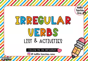 Vista previa - Hojas de trabajo - @hello.teacher.ana IRREGULAR VERBS Keyring and practice - Portada