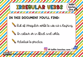 Vista previa - Hojas de trabajo - @hello.teacher.ana IRREGULAR VERBS Keyring and practice - página 1