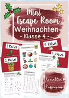 Vorschau - Arbeitsblätter - Mini-Escape Room / Exit Game: Weihnachten (Klasse 4) mit Einstiegsgeschichte - Spiel - Rätsel - Deckblatt