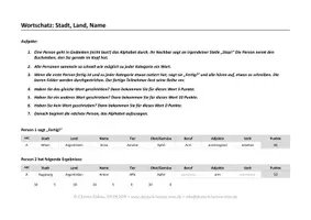 Vorschau - Arbeitsblätter - Wortschatz Spiel: Stadt, Land, Name - Deckblatt