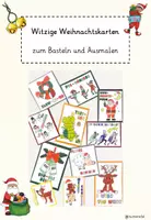 Vorschau - Mal- und Bastelvorlagen - 19 Witzige Weihnachtskarten / Weihnachtsbilder zum Ausmalen - Deckblatt