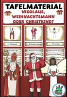 Vorschau - Präsentationen/Tafelbilder - Tafelmaterial "Nikolaus, Weihnachtsmann und Christkind" DaZ / Deutsch / Religion / KBW / Ethik - Deckblatt