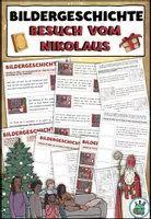 Vorschau - Arbeitsblätter - Bildergeschichte "Besuch vom Nikolaus" Advent - DaZ / DaF / Deutsch #rabattstattrute - Deckblatt