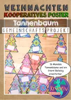 Vorschau - Mal- und Bastelvorlagen - Weihnachten kooperativer Tannenbaum Mandala Puzzle - Deckblatt