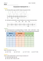 Vorschau - Klassenarbeiten - Klassenarbeit Natürliche Zahlen und Daten - Deckblatt