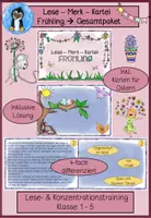 Vorschau - Spiele - Lesen Materialpaket Frühling, Lese-Merk-Kartei – 4 Differenzierungsstufen | Lesetraining Klasse 1–4 - Deckblatt
