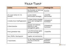 Vorschau - Arbeitsblätter - Pizza-Toast - Rezept - Seite 1
