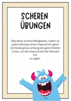 Vorschau - Arbeitsblätter - Scherenführerschein Monster - Schneideübungen Feinmotorik - Seite 1