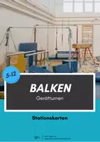 Vorschau - Stationenlernen - Turnen ⎮ Sparpaket - Schwebebalken (22 Stationskarten, Bildkarten, Bewertungsraster, 22 Technikkarten) - Seite 1