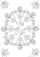 Vorschau - Mal- und Bastelvorlagen - Herbst Mandala Vogelscheuche Kunst Ausmalbild - Seite 1