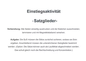Vorschau - Spiele - Einstieg Satzglieder Klasse 6/7 inkl. Lösungen - Deckblatt