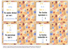 Aperçu - Jeux - J'ai...Qui a...? fractions, pourcentages et nombres décimaux - Page 2