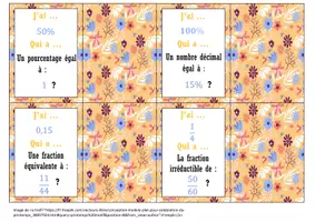 Aperçu - Jeux - J'ai...Qui a...? fractions, pourcentages et nombres décimaux - Page 3