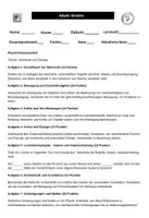 Vorschau - Arbeitsblätter - Physik-Klassenarbeit Thema Mechanik und Energie - Deckblatt