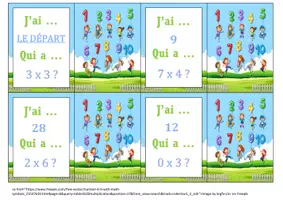 Aperçu - Jeux - J'ai...Qui a...? des tables de multiplications - Page 1