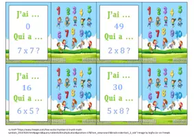 Aperçu - Jeux - J'ai...Qui a...? des tables de multiplications - Page 2