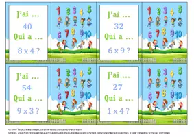 Aperçu - Jeux - J'ai...Qui a...? des tables de multiplications - Page 3