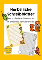 Vorschau - Anderer Materialtyp - Herbstliche Schreibblätter mit verschiedenen Grundschullineaturen - Deckblatt
