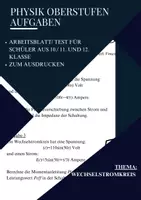 Vorschau - Arbeitsblätter - Aufgaben Physik Wechselstromkreis - Deckblatt