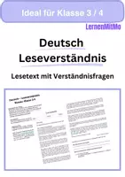 Vorschau - Arbeitsblätter - Deutsch Leseverständnis Klasse 3-5 - Deckblatt